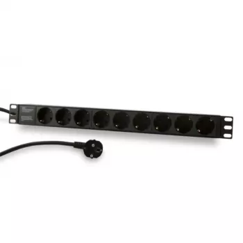 Synergy 21 ALLNET 19-tolline riiuli toiteplokk 9x CEE7/3 pistikupesa CEE7/7 pistikuga, 2m kaabel, must (S215390V4)