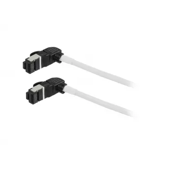 Synergy21 Patch-kaabel RJ45, CAT6A 500MHz, 0,15m, Valge, S/FTP, Slimline ümmargune d=4,5mm, TPE/LSZH (Superflex), AWG28, CAT7 toorkonnektoriga, pööratav pistik