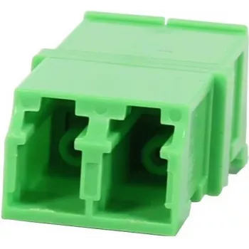 Synergy 21 S215678 LC/APC fiiberoptiline adapter sidur dupleks üherežiimiline 9/125µm keraamiline PVC flanžita roheline laserkaitselukuga