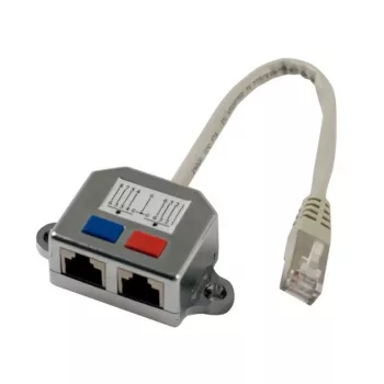 Synergy 21 S215236 Telefoni Y-jagaja, 1x RJ11/RJ12 isane 2x RJ11/RJ12 emasele, 0,15 m, hall, metallist