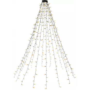 Goobay 400 LED kuusevalgustid rõngaga, 16 x 1,5 m, soe valge 2500 K, 8 valgusrežiimi, taimer ja mälufunktsioon, 24 V DC välistrafo, IP44 sise- ja välistingimustesse (60387)