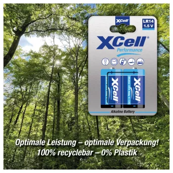 XCell Performance Alkaline LR14 Baby C Battery 2-Pack - 1.5V - Non-Rechargeable