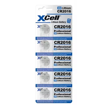 XCell CR2016 Liitiumpatarei nööpelement 3V 80mAh - 5 tk pakk