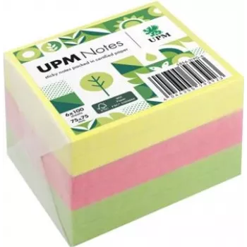 UPM Notes Brillant märkmepaberid 75x75mm 100 lehte plokis 6 plokki erinevates värvides