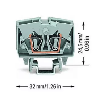 WAGO 264-701 Läbiv klemmliist, 6 mm², 800 V, hall, CAGE CLAMP®