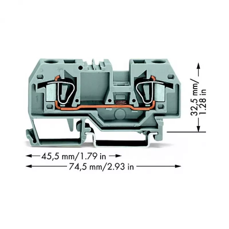 WAGO 282-901 3-juhiline CAGE CLAMP klemmliist, 10 mm², hall, DIN-35 rööpale