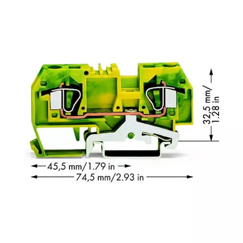 WAGO Maandusjuhi klemmplokk Roheline-Kollane 0.2-6 mm² 282-907