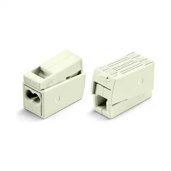 WAGO 224-112 2-juhiline kompaktne ühendusklemm, 400V, 24A, 1-2,5mm², Push-in, valge/läbipaistev