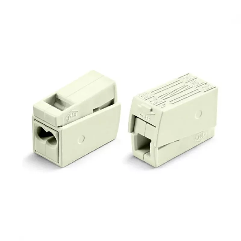 WAGO 224-112 2-juhiline kompaktne ühendusklemm, 400V, 24A, 1-2,5mm², Push-in, valge/läbipaistev