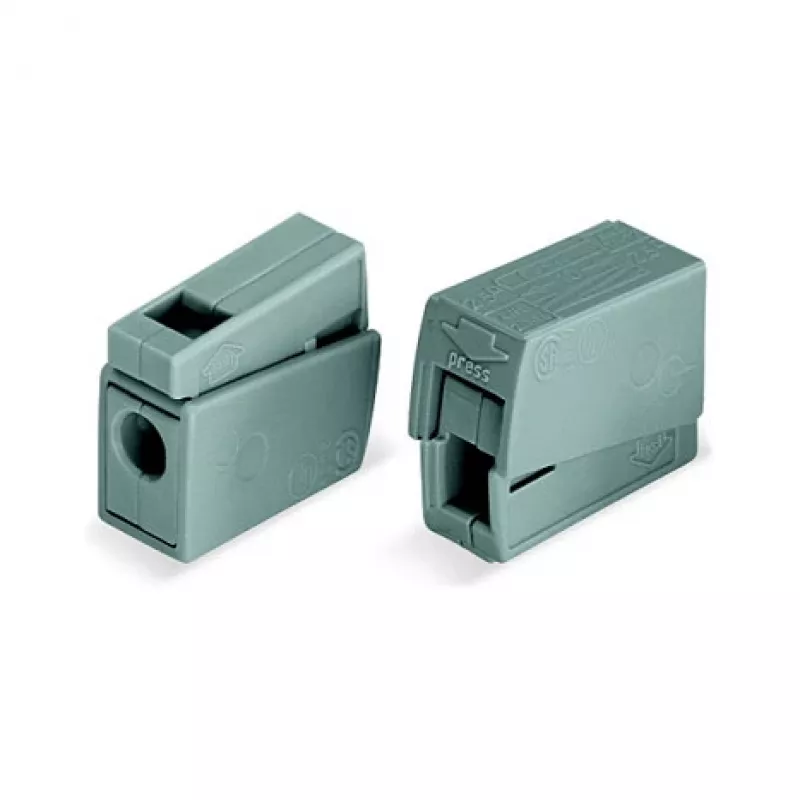 WAGO 224-101 1-juhiline 2-sõlmeline Push-in CAGE CLAMP klemmliist, 400 V, 24 A, 0,5-2,5 mm², läbipaistev/hall