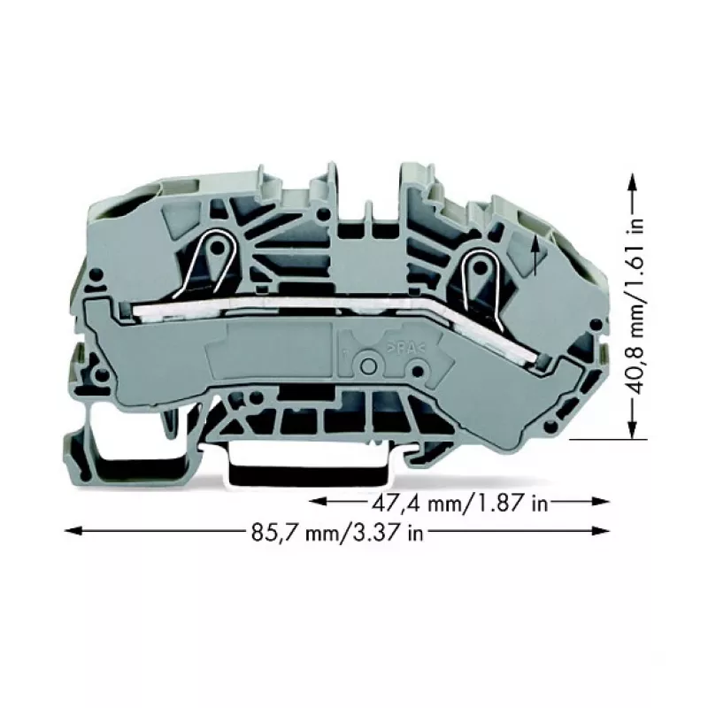 WAGO 2016-7601 Läbiv klemmliist, 2-juhtmeline, 16 mm², 800 V, hall