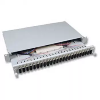EFB-Elektronik ECOFIBER Splice Box SC 50/125µm OM2 Extractable 24 Pigtails/12 Couplers 1U 19 inch Rack Mount Grey (B71203.24)