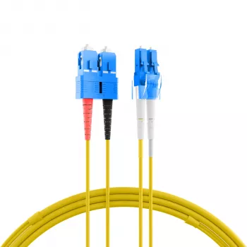 EFB Elektronik IPL-DF-LCUSCU-2-0200 Duplex OS2 Single-Mode Fiber Patch Cable, LC/UPC to SC/UPC, 2 m, Yellow, LSZH