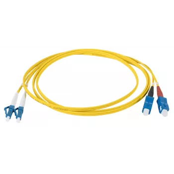 EFB Elektronik IPL-DR-LCUSCU-2-0300 OS2 Single-Mode Duplex Fiber Optic Patch Cable, LC/UPC to SC/UPC, 3 m, LSZH, Yellow
