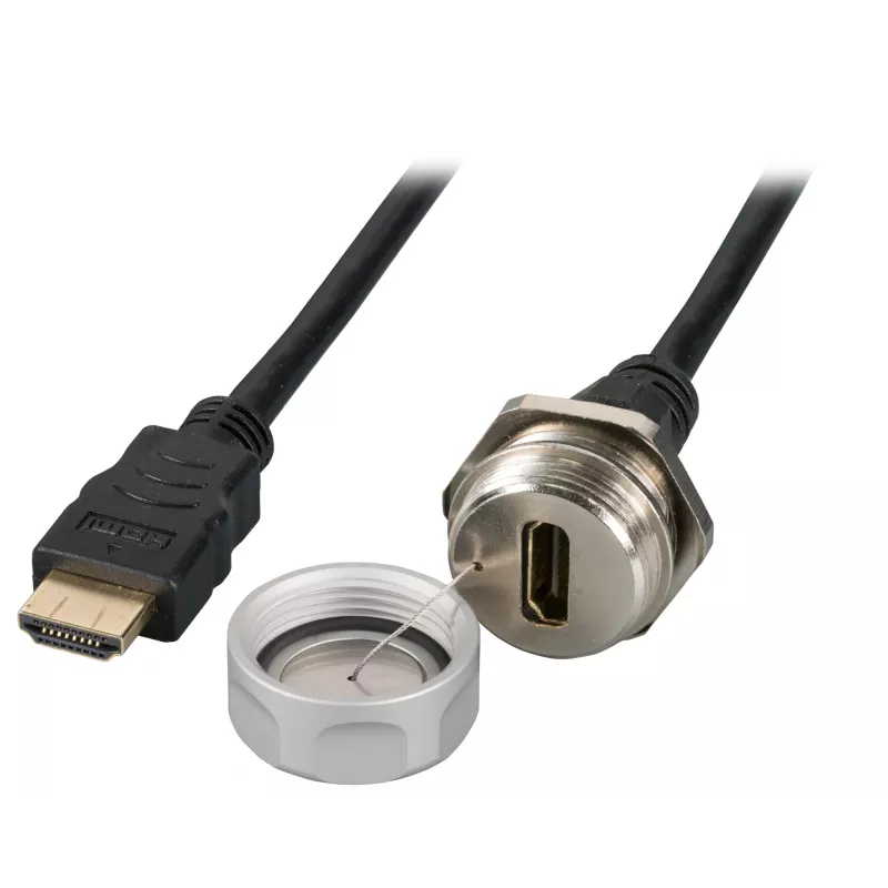 EFB Elektronik IP67 HDMI paneelipesa, M25, HDMI A-A pesa-pistik, hooldusport, hoidenöör, 1,0 m