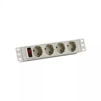 EFB-Elektronik 10 1HE toiteplokk 4 x CEE 7/3 lülitiga, alumiiniumprofiil, hall