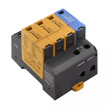 Weidmüller VPU AC II 3+1 300/50 Piksekaitse Seade Tüüp 2, 3-faas + nulljuhe, 300 V AC, 20 kA/40 kA, DIN-liist