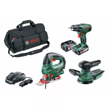 BOSCH PSR 1800 Li-2 + PST 18 Li + AdvancedOrbit 18 juhtmeta elektritööriistade komplekt 18 V, 2 akut (06039A310W)