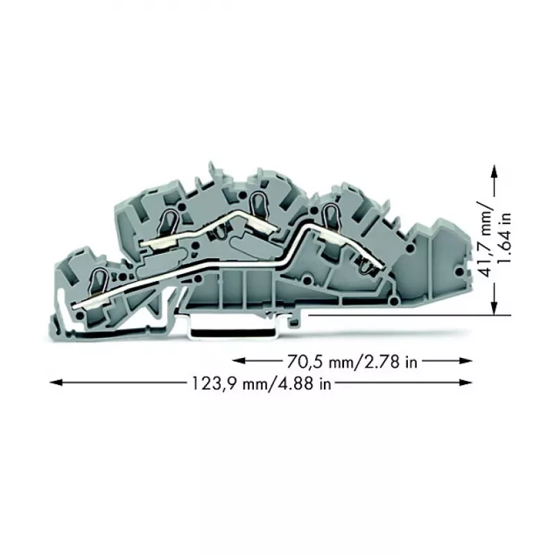 WAGO 2005-7642 Läbiv klemmliist, 4 mm², 32 A, 400 V, hall, CAGE CLAMP