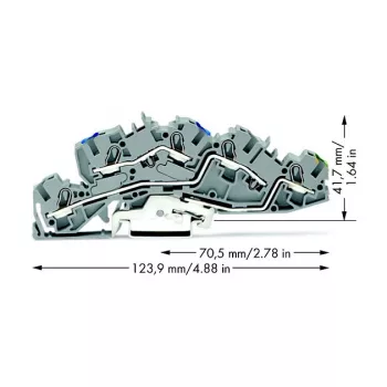 WAGO 2005-7646 Läbiv klemmliist, 3-juhiline, 400V, 24A, 2,5mm², hall