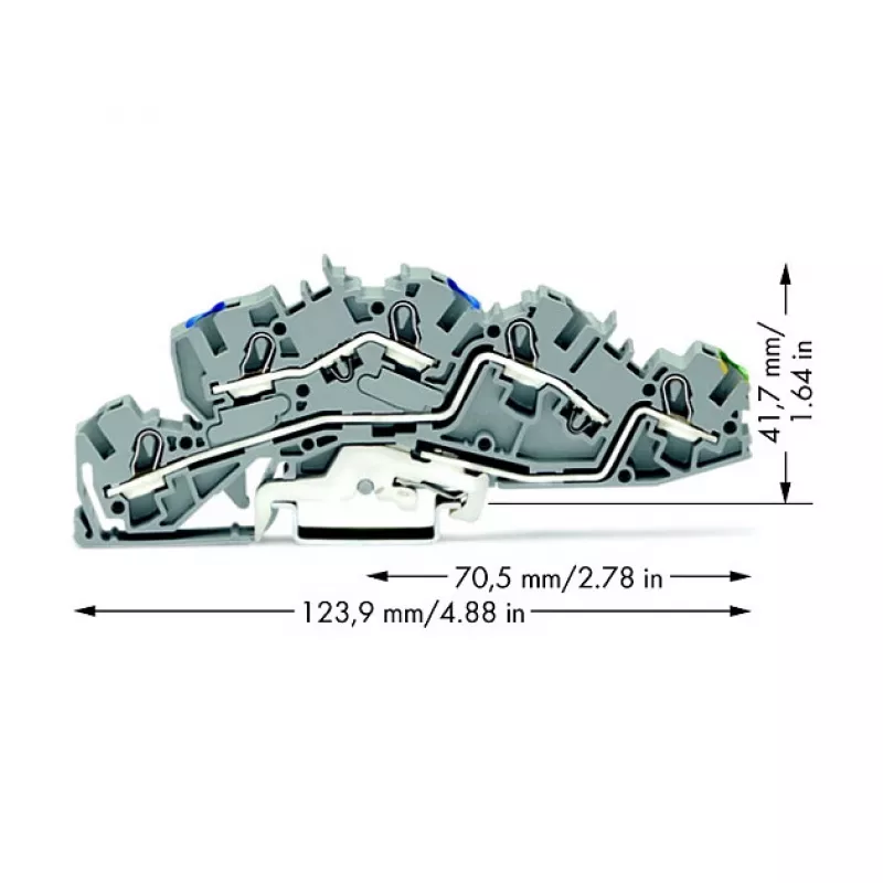 WAGO 2005-7646 Läbiv klemmliist, 3-juhiline, 400V, 24A, 2,5mm², hall