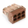 WAGO 773-606 6-kontaktiline harukarbi ühenduslüliti, push-wire, 50 tk, pruun/läbipaistev