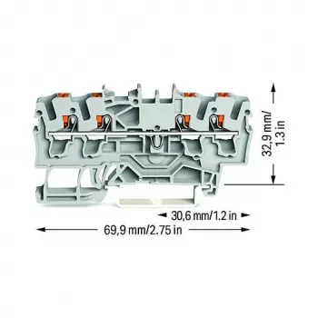 WAGO Läbiv klemmliist 4-juhiline Push-in 2,5 mm² Hall