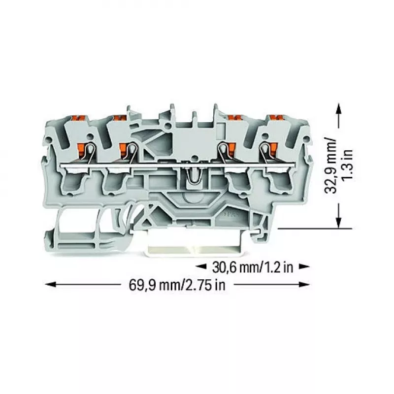 WAGO Läbiv klemmliist 4-juhiline Push-in 2,5 mm² Hall