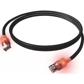 EasyLan DualBoot LED Patch Cable RJ45 S/FTP Cat.6A (Class EA) with SaCon Connector LSOH Black 7.5 M