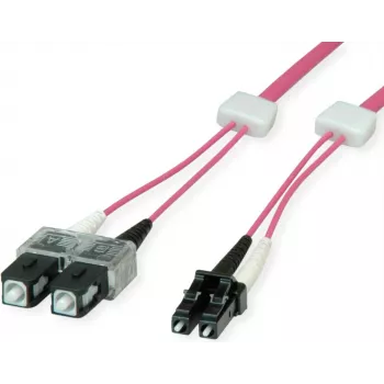 EasyLan FO LED Patch Cord Premium, Duplex - LC Multi-Mode (M) to SC Multi-Mode (M) - 3 m - Fiber Optic - Duplex - 50/125 µm - OM4 - Heather Violet (RAL 4003)