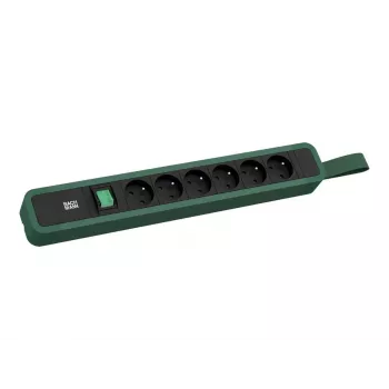 Bachmann PRIMO 2 6x Type E pistikupesadega pikendusjuhe lüliti ja riivsilmaga 2,0 m CEE 7/7 pistikuga männiroheline (RAL 6028)