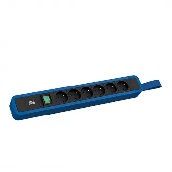 Bachmann PRIMO 2 Toiteplokk 6x Type E Pesad Lüliti ja Silmusega 2,0m CEE7/7 Pistik RAL5010 Gentiansinine