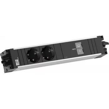 Bachmann STEP ALU laua toiteplokk 2x Schuko 1x USB-C 100W alumiinium
