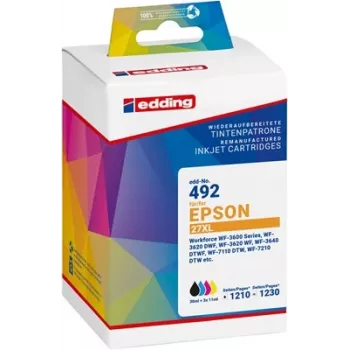 Edding ühilduv tindikassettide komplekt Epson 27XL jaoks (tsüaan, magenta, kollane) - suure saagikusega - 3 pakk