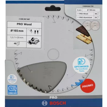BOSCH PRO Puit/Alumiinium Ketassaetera 165mm, Topeltpakk
