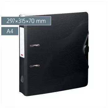 BRUNNEN WAVE Lever Arch File Onyx Black Plastic 7,0 cm DIN A4