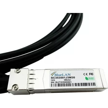 BlueLAN MCP2100-X003A-BL Ühilduv Mellanox 10GBASE-CR Passiivne SFP+ kuni SFP+ Otseühenduskaabel, 3m, AWG30