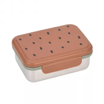 Lassig Happy Prints Caramel laste roostevabast terasest toidukarp, 1 l, vaheseinaga, PP-kaas silikoonrõngaga
