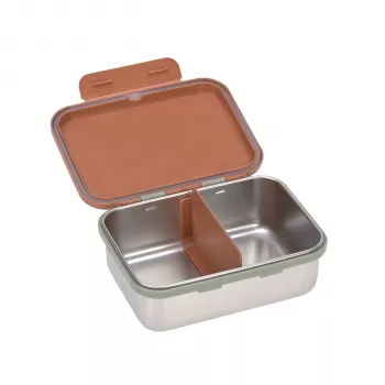 Lassig Happy Prints Caramel laste roostevabast terasest toidukarp, 1 l, vaheseinaga, PP-kaas silikoonrõngaga
