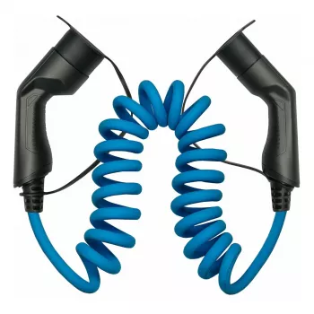 KABELMEISTER Mode 3 EV Charging Extension Cable, Type 2 Plug to Socket, 3-Phase, 32A, 22kW, Coiled, 5m, Black