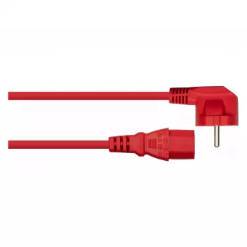 Kabelmeister toitejuhe Schuko-pistikuga tüüp E+F (90° nurga all) IEC C13-le, punane, 0,75 m