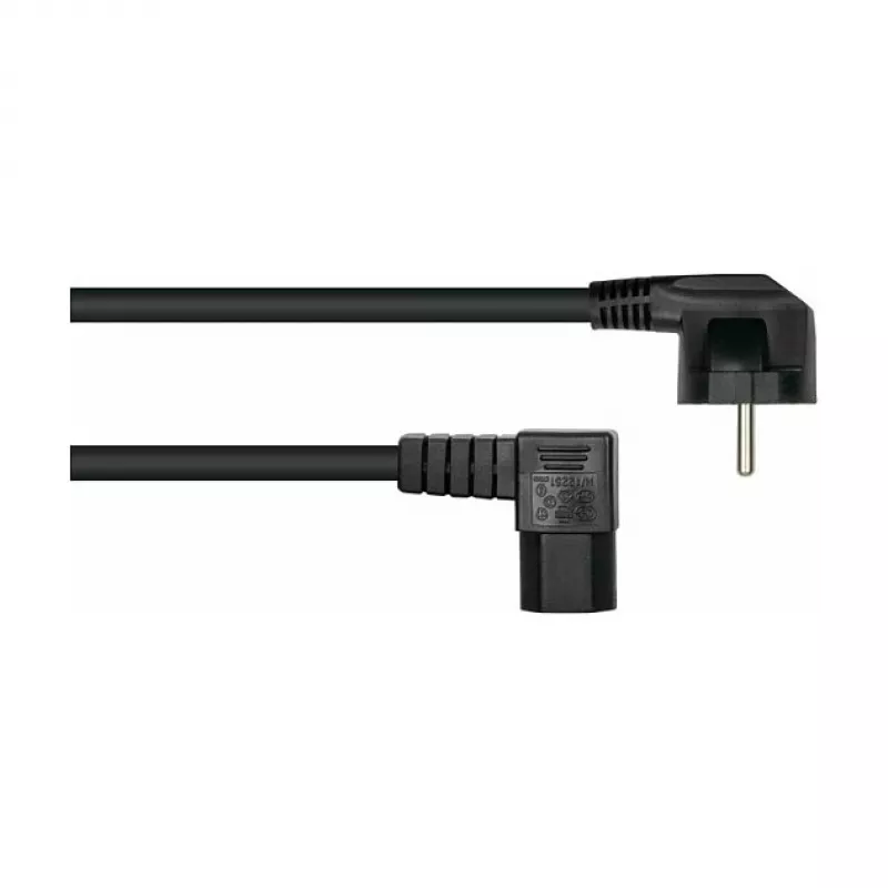 kabelmeister toitejuhe Schuko pistik tüüp E+F (90° nurga all) C15 kuumaseadme ühenduspistikuga (täisnurkne), 1,8 m, must
