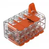WAGO 221-420 Kompaktne ühendusklemm hoobadega, 10 juhi jaoks, 0,2-4 mm², läbipaistev korpus, oranž hoob, 10-pakk