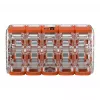WAGO 221-420 Kompaktne ühendusklemm hoobadega, 10 juhi jaoks, 0,2-4 mm², läbipaistev korpus, oranž hoob, 10-pakk
