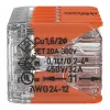 WAGO 221-420 Kompaktne ühendusklemm hoobadega, 10 juhi jaoks, 0,2-4 mm², läbipaistev korpus, oranž hoob, 10-pakk