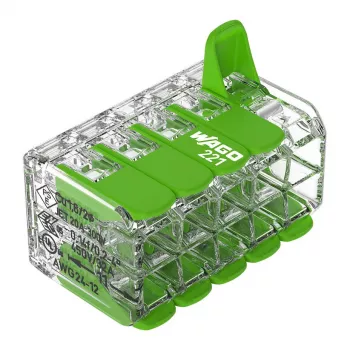 WAGO 221-430 COMPACT 2-juhiline ühendusklemm, 0,2-4 mm², 15 tk, Green Range