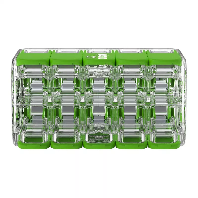 WAGO 221-430 COMPACT 2-juhiline ühendusklemm, 0,2-4 mm², 15 tk, Green Range