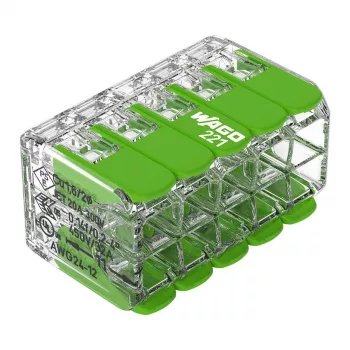 WAGO 221-430 COMPACT 2-juhiline ühendusklemm, 0,2-4 mm², 15 tk, Green Range