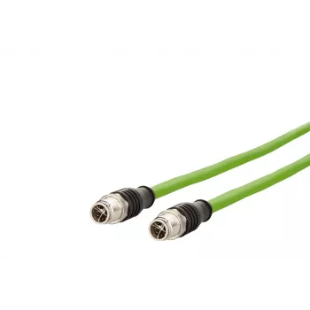 METZ CONNECT M12 Industrial Ethernet Patch Cable, Cat.6A, 10m, Green