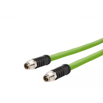 METZ CONNECT Industrial Ethernet Cable M12 to M12 8-pin X-coded CAT 6a S/FTP 10m Green Torsion-resistant Halogen-free